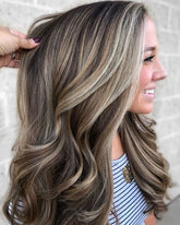Long Ash Blonde Wigs with Highlights 100% Real Human Hair for Caucasian Women